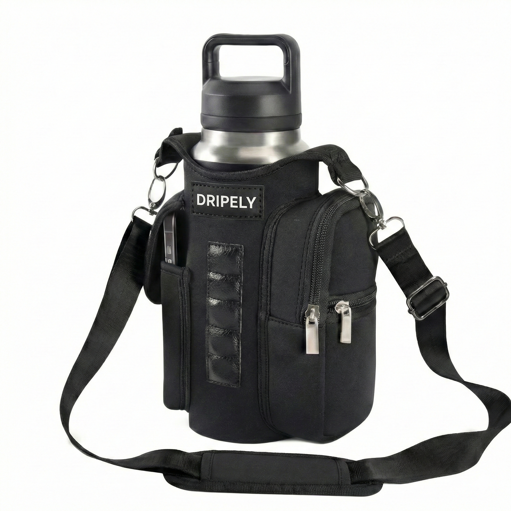 Water Bottle Carry Bag with Phone Pouch - Gym Crossbody Holder