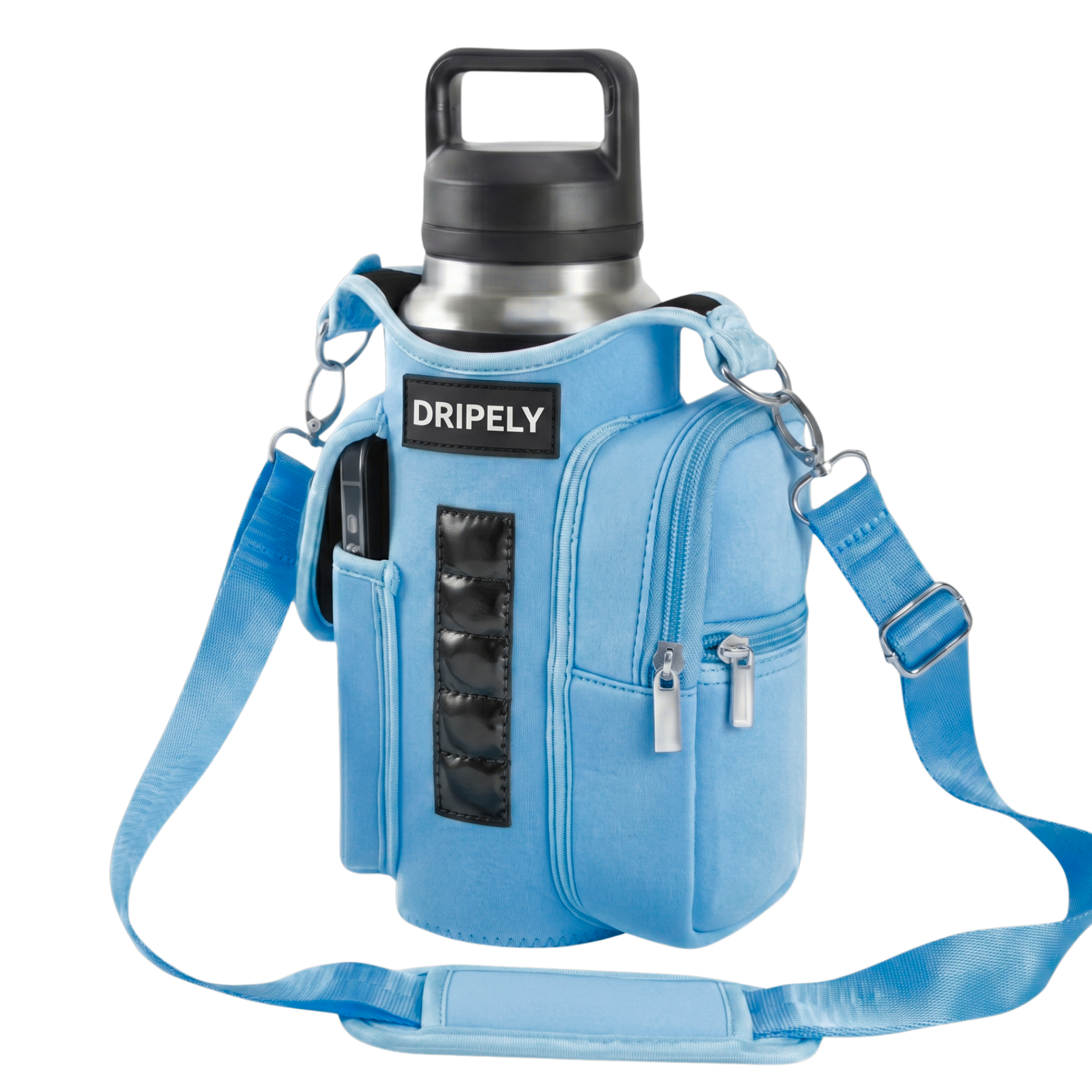 Water Bottle Carry Bag with Phone Pouch - Gym Crossbody Holder